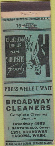 Matchbook Cover - Broadway Cleaners Tacoma WA