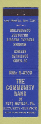 Matchbook Cover - Community Bank Port Matilda PA