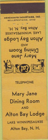 Matchbook Cover - Mary Jane Dining Room Alton Bay NH Merchants