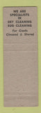 Matchbook Cover - Marine Cleaners South Plainfield NJ