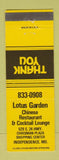 Matchbook Cover - Lotus Garden Chinese Restaurant Independence MO