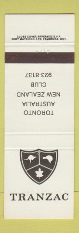Matchbook Cover - Tranzac Toronto ON Australia New Zealand Club WEAR
