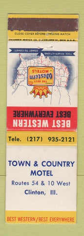 Matchbook Cover - Town & Country Motel Clinton IL Best Western