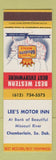Matchbook Cover - Lee's Motor Inn Chamberlain SD Best Western