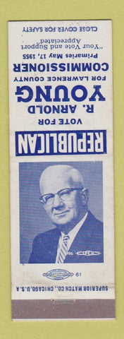Matchbook Cover - R Arnold Young Lawrence County Commissioner 1955 WEAR