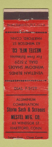 Matchbook Cover - Mestel Manufacturing Storm Sash Screens Hartford CT WEAR