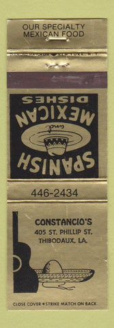 Matchbook Cover - Constancio's Mexican Restaurant Thibodaux LA