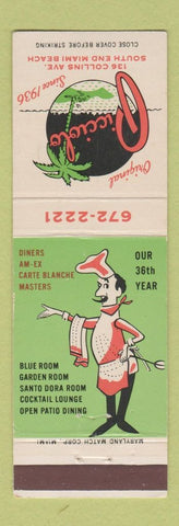 Matchbook Cover - Picciolo Restaurant Miami Beach FL