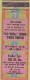 Matchbook Cover - Diana Coal oil Brooklyn NY POOR
