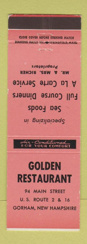 Matchbook Cover - Golden Restaurant Gorham NH