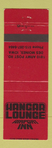 Matchbook Cover - Hangar Lounge Airport Inn Des Moines IA