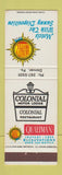 Matchbook Cover - Colonial Motor Lodge Denver PA Quality Motel