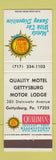 Matchbook Cover - Quality Motel Gettysburg Motor Lodge PA