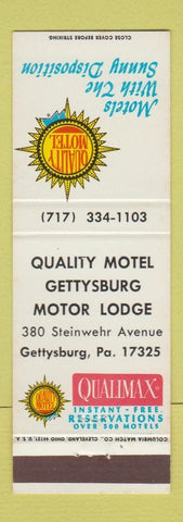 Matchbook Cover - Quality Motel Gettysburg Motor Lodge PA