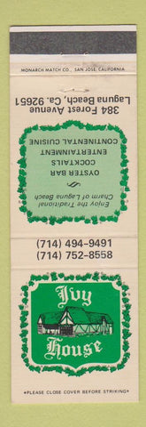 Matchbook Cover - Ivy House Laguna Beach CA