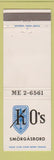 Matchbook Cover - KO's Smorgasbord Seattle WA