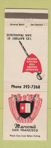 Matchbook Cover - Marconi's San Francisco CA