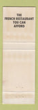 Matchbook Cover - Max Mercier Le Parisien Restaurant Salt Lake City UT