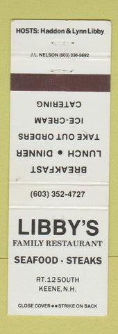 Matchbook Cover - Libby's Restaurant Keene NH