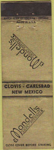 Matchbook Cover - Mandell's Apparel Clovis Carlsbad NM