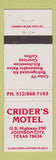 Matchbook Cover - Crider's Motel Johnson City TX