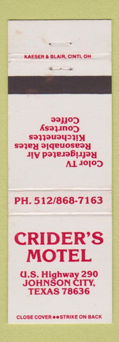 Matchbook Cover - Crider's Motel Johnson City TX