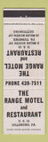 Matchbook Cover - Range Motel Restaurant Dillsburg PA