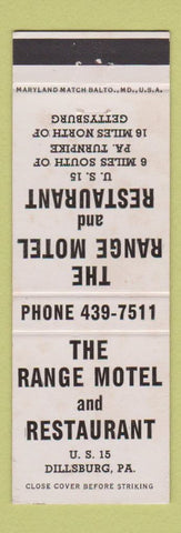 Matchbook Cover - Range Motel Restaurant Dillsburg PA