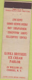 Matchbook Cover - Kawka Bros Ice Cream Parlor Cohoes NY Federal