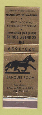 Matchbook Cover - The Country Squire Motel Restaurant Whitewater WI