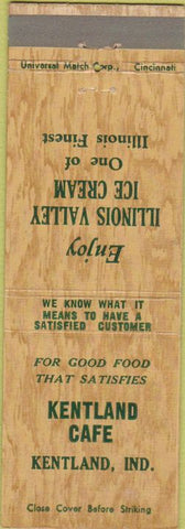 Matchbook Cover - Kentland Cafe IN Illinois Valley Ice Cream
