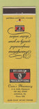 Matchbook Cover - Cain's Pharmacy Drug Store Danville PA low phone #