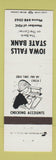 Matchbook Cover - Iowa Falls State Bank
