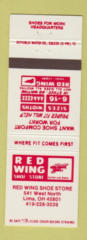 Matchbook Cover - Red Wing Shoe Store Lima OH