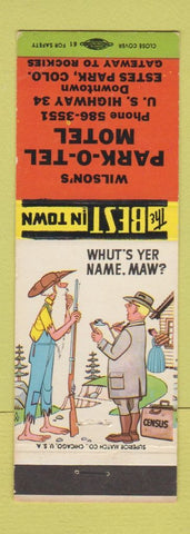 Matchbook Cover - Wilson's Park O Tel Motel Estes Park Colorado hillbilly