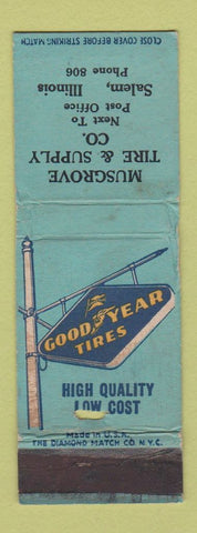 Matchbook Cover - Goodyear Tires Musgrove Salem IL low phone # WORN