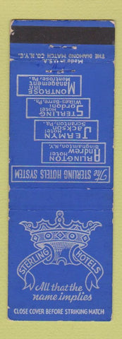 Matchbook Cover Sterling Hotels Binghamton NY Scranton Wilkes Barre Montrose PA