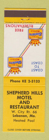 Matchbook Cover - Shepherd Hills Motel Restaurant Lebanon MO Route 66