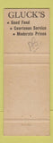 Matchbook Cover - Gluck's Restaurant New Orleans LA