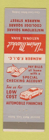 Matchbook Cover - Union Market National Bank Boston? MA