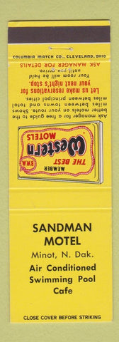 Matchbook Cover - Sandman Motel Minot ND Best Western