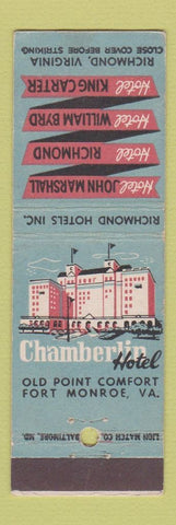 Matchbook Cover - Chamberlain Hotel Fort Monroe VA Richmond Hotels