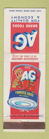 Matchbook Cover - AG Tomato Juice Associated Grocers' St Louis MO WEAR