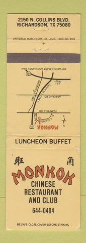 Matchbook Cover - Monkok Chinese Restaurant Richardson TX