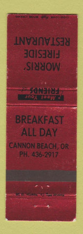 Matchbook Cover - Morris' Fireside Restaurant Cannon Beach OR