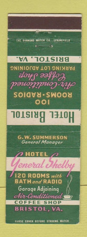 Matchbook Cover - Hotel General Shelby Bristol VA