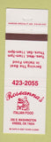 Matchbook Cover - Roseanna's Italian Restaurant Krebs OK