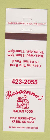 Matchbook Cover - Roseanna's Italian Restaurant Krebs OK