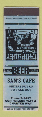 Matchbook Cover - Sam's Cafe Chinese Stockton CA
