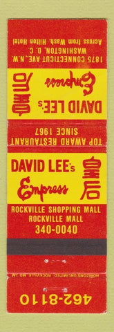 Matchbook Cover - David Lee's Empress Chinese Restaurant Washington DC